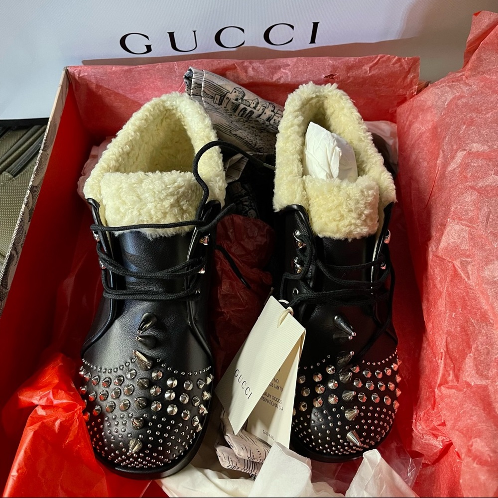 🔥 NWT Gucci Runway Harlem spikes and studs boots/shoes